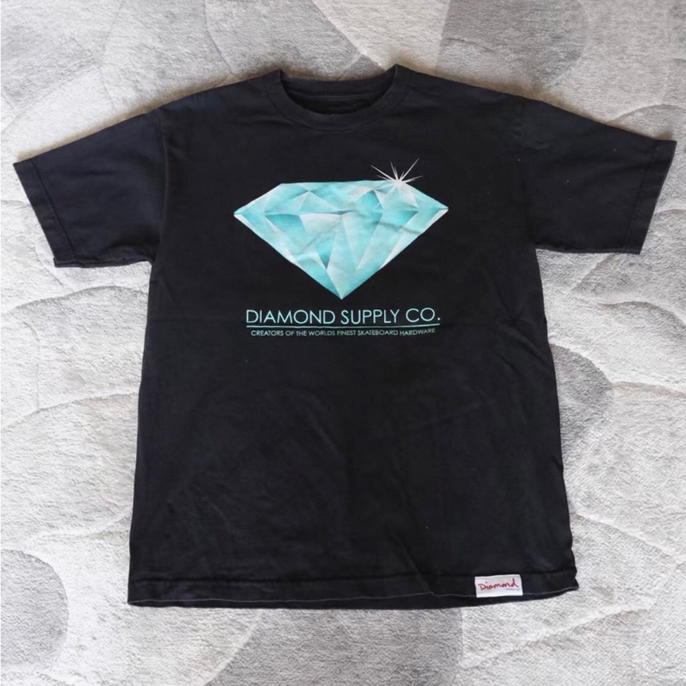 Diamond Supply Co. Black Tee with Aqua Diamond Graphic